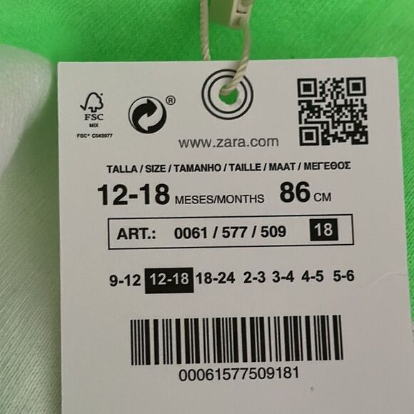 ZARA Kids | Neon Green | NEON STRIPED SWEATSHIRT - Picture 5 of 7